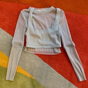 Sasha Verruno sparkle mesh powder blue set Sz S